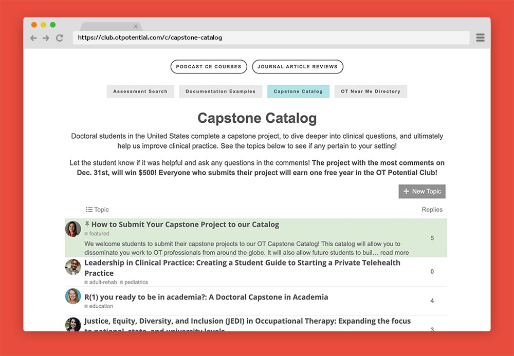 OTD Capstone Catalog Mockup