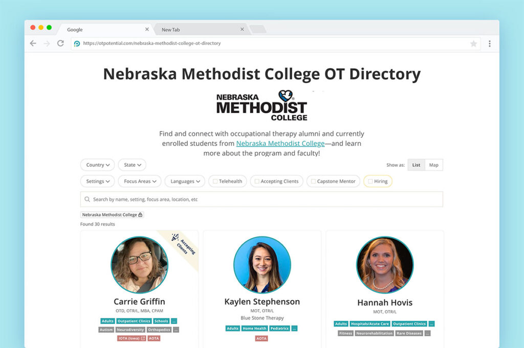 Nebraska Methodist College OT Directory Page
